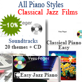 ALL PIANO STYLES : Jazz - Classical - Films / 3 books + 3 CD's / 70 pieces